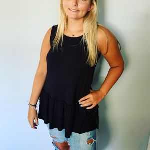 ❗️Summer Clearance ❗️New Zenana Black Ruffle Tank
